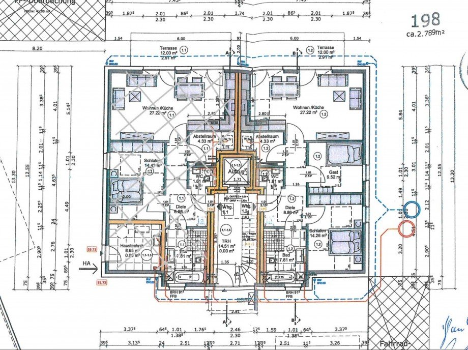 Grundriss EG rechts Etagenwohnung L�hne