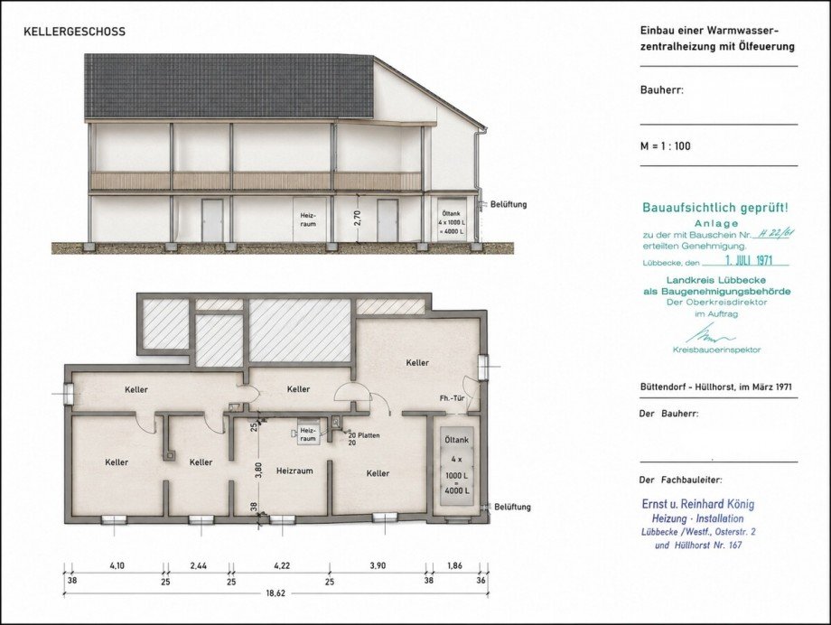 Keller + Schnitt Zweifamilienhaus H�llhorst
