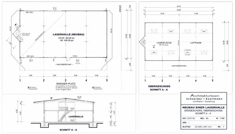 Fl�chen und Schnitt Halle / Lager / Produktion H�llhorst / Tengern