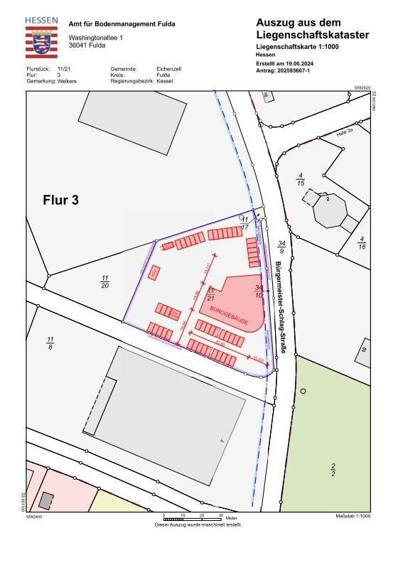 Amtliche Flurkarte Gewerbegrundst�ck Eichenzell / Welkers